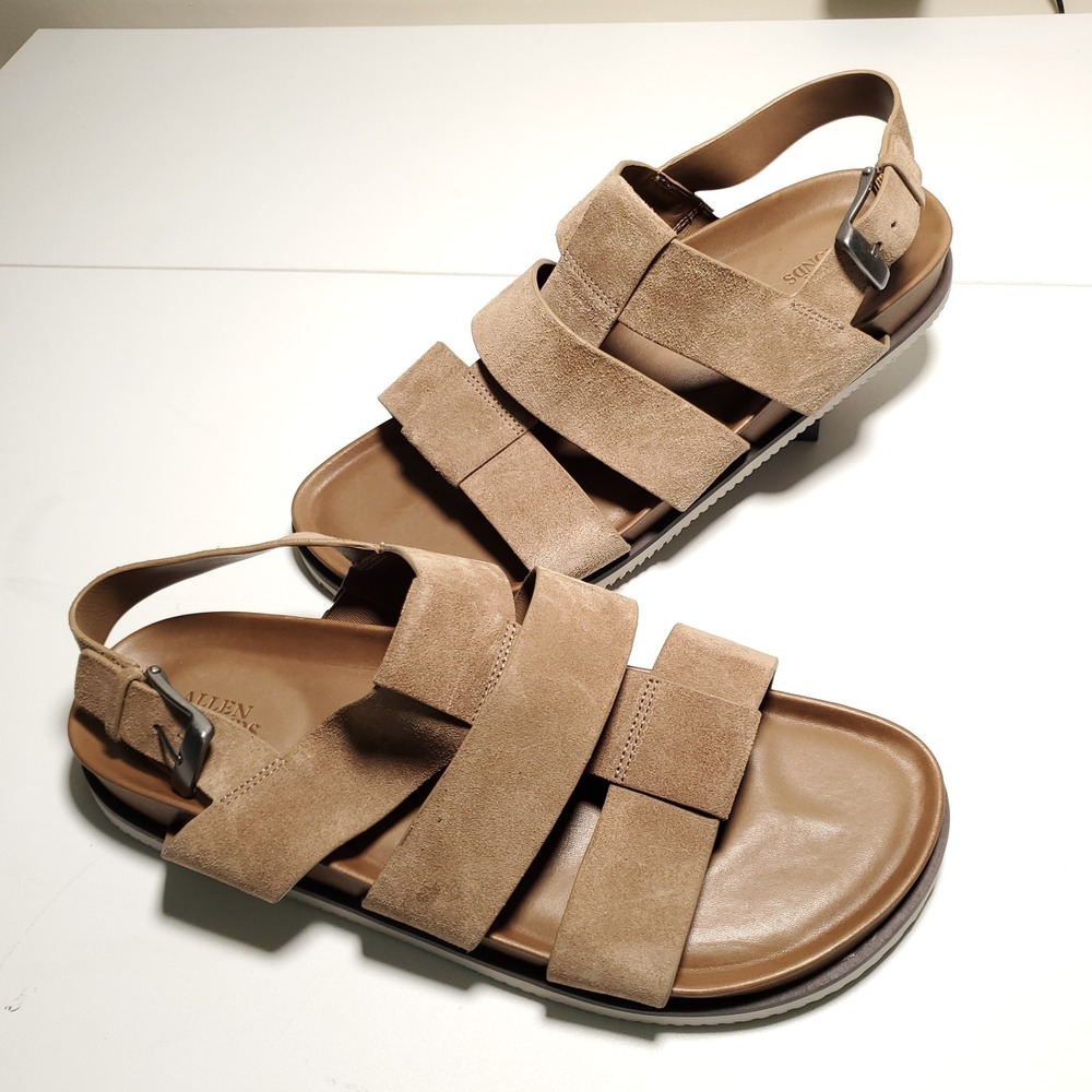 New Allen Edmonds Mens 13D Damien Fisherman Beige Suede Sandal